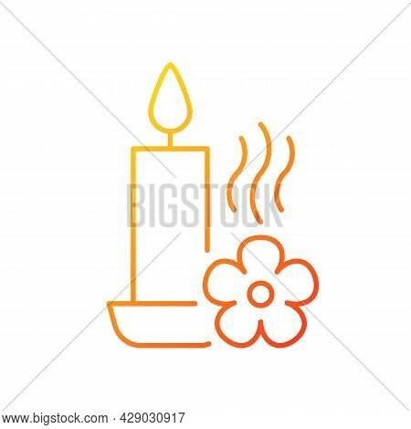 Scented Candle Gradient Linear Vector Manual Label Icon. Fragrant Oils, Wax Mixture. Thin Line Color