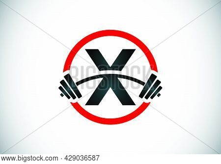 Initial X Monogram Alphabet With A Barbell. Lifting Vector Logo Design. Modern Vector Logo For Bodyb