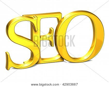 3D ordet Seo på hvid baggrund