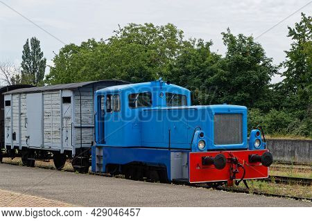 Neuf-brisach, France, June 27, 2021 : Old Locomotives And Train