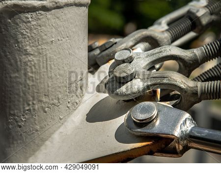 Detail Of A Boat Turnbuckle For Wire Rope Sling. Steel Turnbuckle, Fastening And Connections Concept
