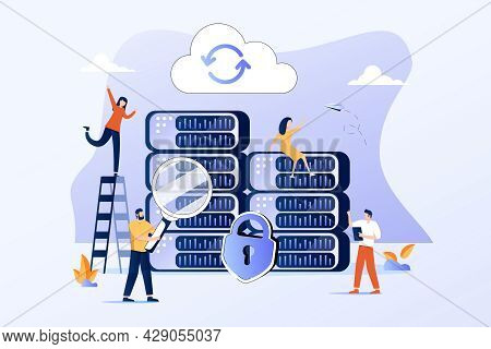 People In Team Analyze Dioramas And Graphics, Data Visualization Concept, Vector Illustration.data V