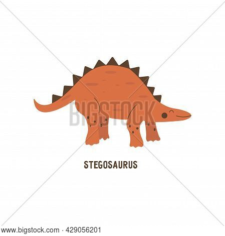 Stegosaurus Dinosaur. Large Herbivore, Extinct Ancient Lizard With Thorns On Back, Jurassic Period. 