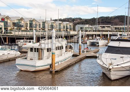 Launceston, Tasmania, Australia - September 14, 2017: Mooring Boats In The Alexandra Walk Marina On 