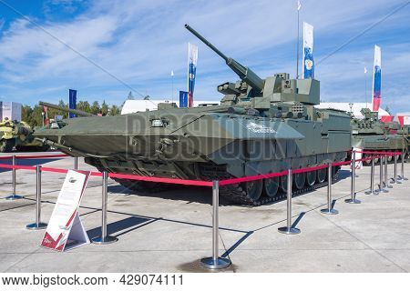 Moscow Region, Russia - August 27, 2029: Heavy Infantry Fighting Vehicle 