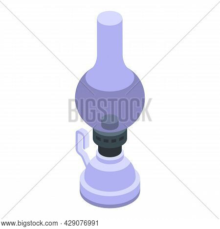 Handle Kerosene Lamp Icon Isometric Vector. Old Lantern. Oil Fire Flame