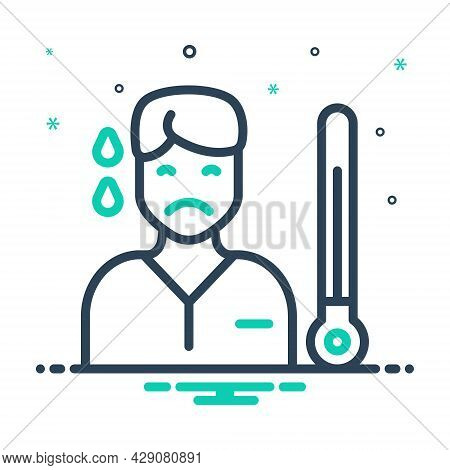 Mix Icon For Ill Unwell Unhealthy Poorly Morbid Peaky Icteric Thermometer