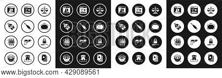 Set Scales Of Justice, Bullet, Whiskey Bottle, Internet Piracy, Briefcase And Money, System Bug, Loc