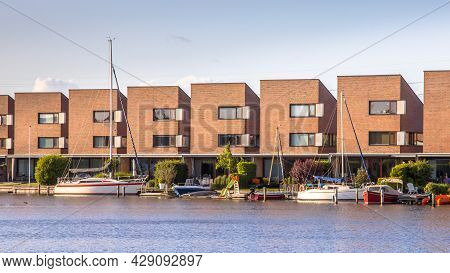 Modern Water Front Residential Houses In Leeuwarden Zuiderburen, The Netherlands