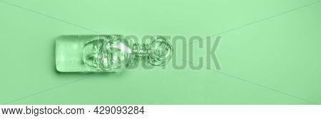 Hands Disinfection. Antibacterial Gel Background. Virus Protection Or Cosmetics Concept