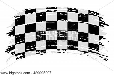 Finishing Flag In Grunge Brush Stroke, Vector