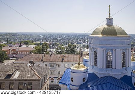 Yelets, Lipetsk Region, Russia - June 17, 2021, View From The Bell Tower To The Central Part Of The 