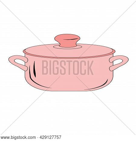 Pot Vector Stock Illustration. Kitchen Utensils For Making Soup. Isolated On A White Background.
