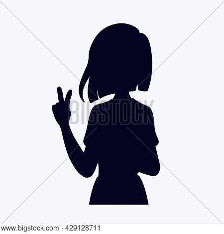 Silhouettes Of A Girl With A Short Hairstyle. Vector Illustration In Flat Style