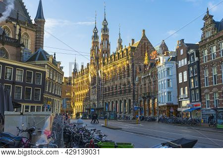 Amsterdam, Netherlands - Nov 29, 2019 : Beautiful Architecture Of Magna Plaza Shopping Center, The F