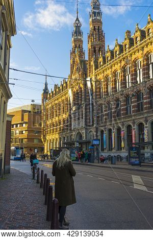 Amsterdam, Netherlands - Nov 29, 2019 : Beautiful Architecture Of Magna Plaza Shopping Center, The F