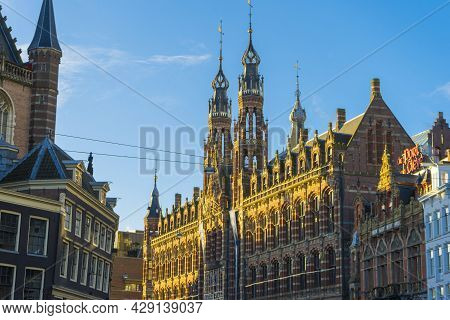 Amsterdam, Netherlands - Nov 29, 2019 : Beautiful Architecture Of Magna Plaza Shopping Center, The F