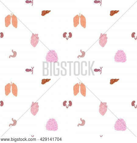 Human Organs Bright Seamless Pattern. Sketch New