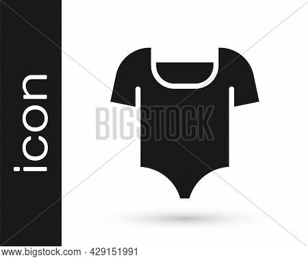 Black Summer Beach Swimsuit Icon Isolated On White Background. Beach Women Fashion. Vector