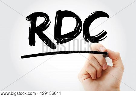 Rdc - Running Down Clause Acronym With Marker, Concept Background
