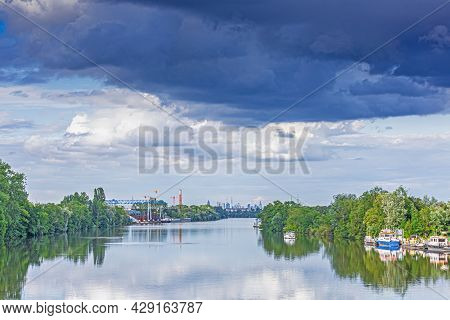 Picture Of The Skyline Of Frankfurt Am Main Taken From A Great Distance From The Main Lock Eddershei