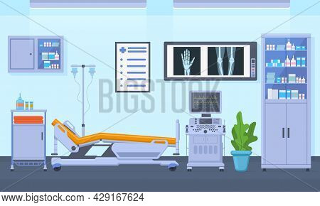 Medical Therapy Hospital Healthcare Equipment Room Interior. Intensive Therapy Room, Clinic Equipmen