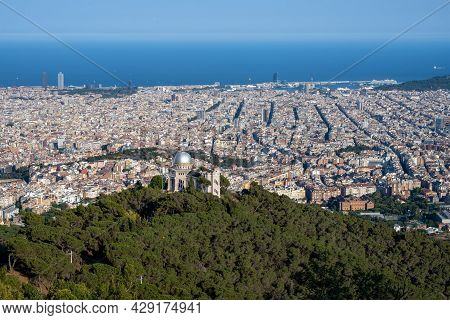 View Over Downtown Barcelona With The Fabra Observatory In The Foreground
