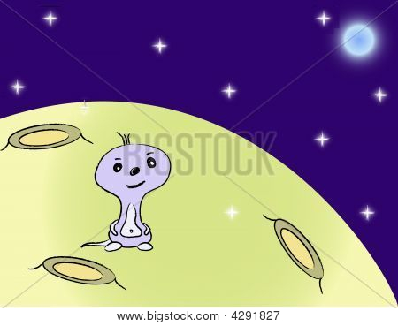 Beispiel für ein Baby-Alien auf Mond