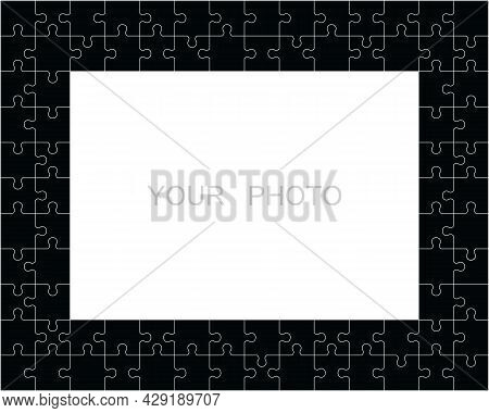 Jigsaw Puzzle Frame Or Border Made Of Various Black Classic Style Pieces Fitting Each Other