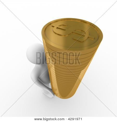 Mand med penge til en hvid baggrund. Isolerede 3D billede