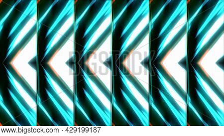Triangular Pattern With Neon Flickers. Motion. Repeating Pattern Of Triangular Shimmering Lines. Neo