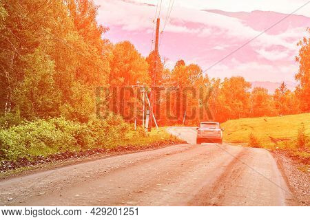 Vacation Roadtrip Landscape. Russian Altai Mountains. Multa Region. Holiday At Home. Staycation Conc