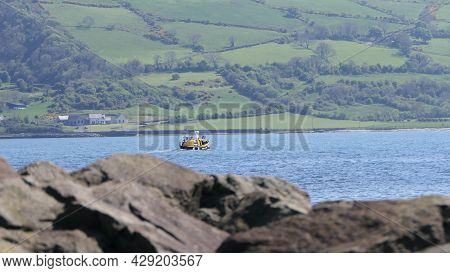 Tour Boat With Passengers On The Irish Sea Carnlough Village Northern Ireland On 5th July 2021