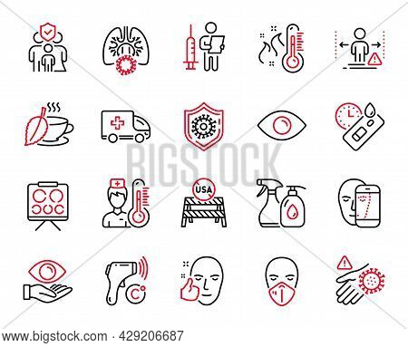 Vector Set Of Medical Icons Related To Ambulance Emergency, Medical Mask And Wash Hand Icons. Mint T