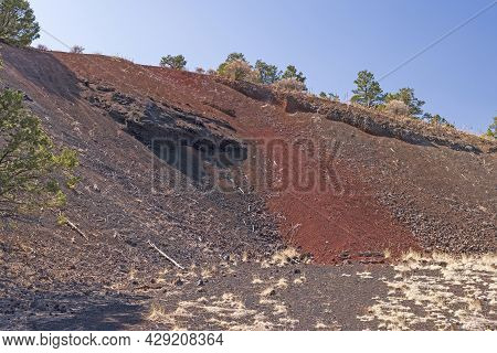 Side Of A Volcanic Cinder Cone In El Malpais National Monument In New Mexico