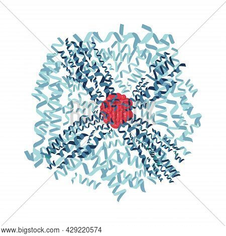 Ferritin Protein Molecule Strusture Flat Illustration. Ferritin Is The Main Iron Storage Protein In 