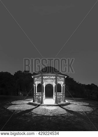 Calssical Pavilion In Public Park At Night