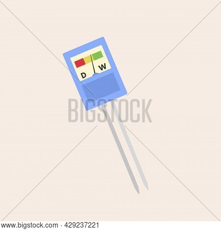 Small Purple Moisture Meter Tool For Measuring The Percentage Of Water In Soil Flat Illustration. Pl