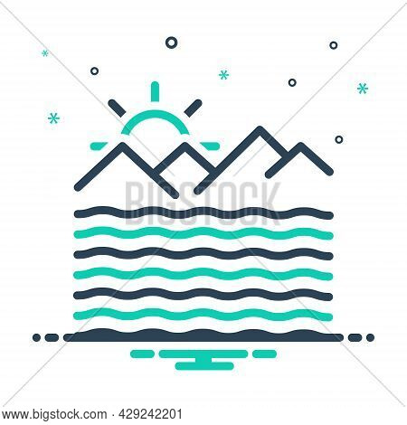 Mix Icon For Ocean Briny Sea Deep Mare Saline Sand River Mountain Alkalescent Ocean-wave Mountaion S