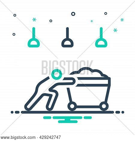 Mix Icon For Hardly Labour Effort Endeavour Barely Laboriously Push Cart