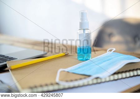 Alcohol Gel Bottle With Surgical Mask,alcohol Gel And Medical Mask For Cleaning Hand To Protect Coro