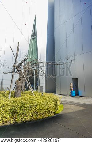 Tokyo, Japan - January 5,2020 : The Sumida Hokusai Museum With Blue Sky In Tokyo, Japan On January 5