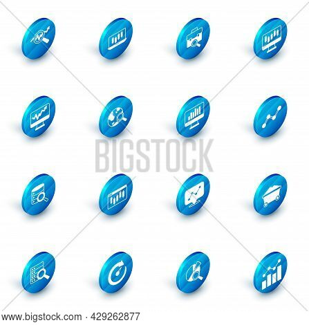 Set Stocks Market Growth Graphs, Work Search, Monitor With Chart, Server, Search Globe, Graph Infogr