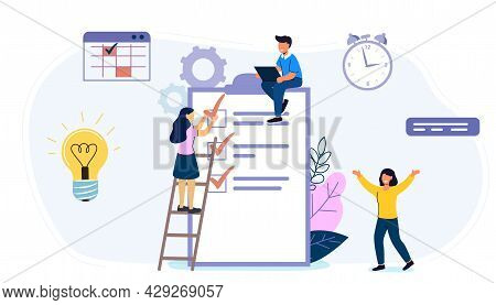 Check List With Done Mard Successful Completion Of Business Tasks Flat Vector Illustration Questionn