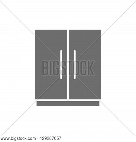 Vector Double Refrigerator, 2 Doors Fridge Grey Icon.