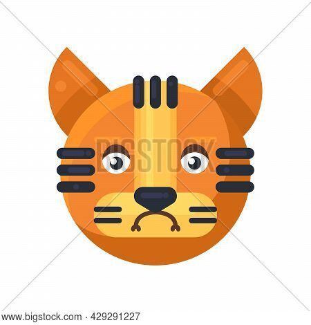 Tiger Sadness Expression Cute Facial Emoji Vector