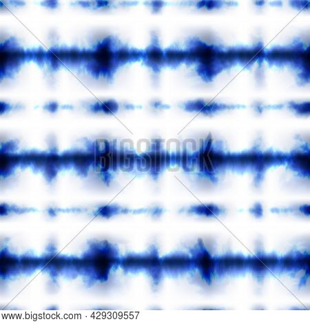 Tie Dye Shibori Seamless Pattern Background In Blue Color Boho Stripe Color Design In 1970