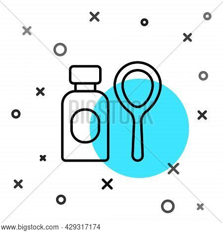 Black Line Soap Bubbles Bottle Icon Isolated On White Background. Blowing Bubbles Soap Wand Bottle. 