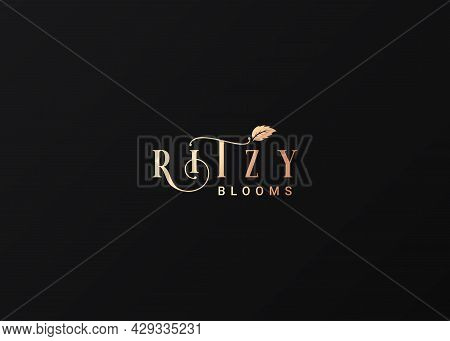 Flower Blooms Logo. Rose Leaf Ritzy Luxury Concept