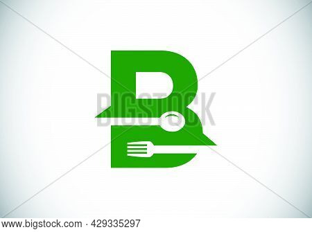 Initial B Monogram Alphabet With A Fork, Spoon. Font Emblem. Modern Vector Logo For Cafe, Restaurant